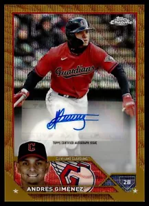 2023 Topps Chrom Update ANDRES GIMENEZ GOLDWELLENREFRAKTOR AUTO 12/50 GUARDIANS - Bild 1 von 2