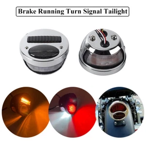 Chrome Vintage Turn Signal Running Light Red Brake Tailight For Chopper Bobber - Picture 1 of 10