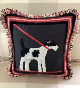 14x14 Silk & Cotton Down Throw Pillow Dog "Terrier" - Picture 1 of 10