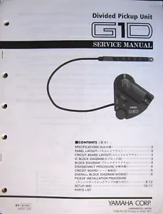 Yamaha G1D Divided Pickup Unit Guitar Synthesizer Pick Up Service Manual Book - Picture 1 of 1