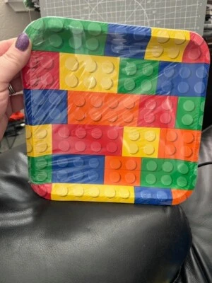 Block Party Building Blocks 9-1/8" Lunch Plates 8ct. Tableware Party Supply New! - Image 1 of 2