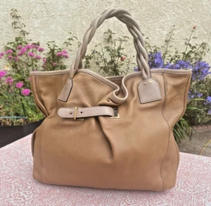 Chloe Tote Handbag Braided Handle Belt Leather Weathered Brown - Picture 1 of 8