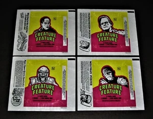 Juego completo de (4) envoltorios de paquetes vacíos diferentes CREATURE FEATURE 1980 Topps - Imagen 1 de 1