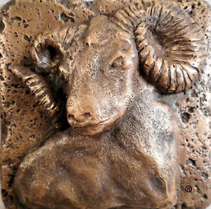 Piastrella decorativa da parete in bronzo per fauna selvatica (ram) 4"x4" - Foto 1 di 3
