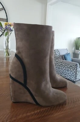 Botines de cuña GUCCI de gamuza de campo gris talla 8 1/2-38 1/2 para dama Foto 1 de 4