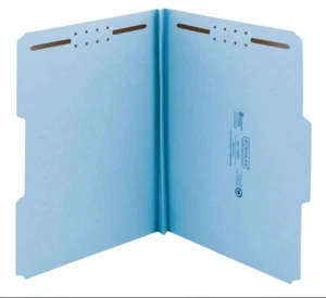 Smead 15000 Fastener Folder 1” Exp Letter Size Third Cut Qty 25 Blue Pressboard - Picture 1 of 3