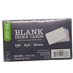 100 Count White 3x5 Blank Index Cards Office School Supplies Pen Gear 1 Pack - Picture 1 of 6