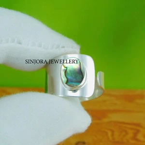 Abalone Shell Gemstone 925 sterling silver handmade Gift Ring US size 5 to 13 - Imagen 1 de 4
