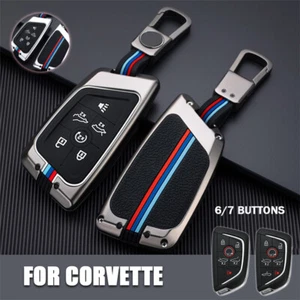 Zinc Alloy Car Key Fob Case Cover For 2020-2024 CORVETTE C8 Z51 1LT 2LT 3LT Z06 - Picture 1 of 21