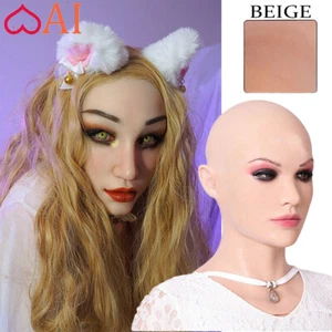 Maschera testa donna silicone realistica crossdresser maschera viso per adulti per cosplay - Foto 1 di 14
