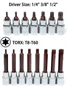 Bit Einsatz Torx T8 - T60, Schraubendreher T-Profil Stecknuss 1/4" 3/8" 1/2" - Bild 1 von 9
