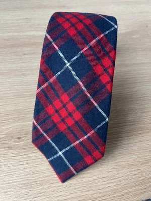 Tommy Hilfiger Red and Blue Plaid 100% Cotton Designer Tie - Image 1 of 4