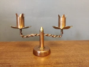 Kerzenständer Vintage Messing Kupfer Metall Kunsthandwerk Handarbeit Mid Century 60er Retro - Bild 1 von 12