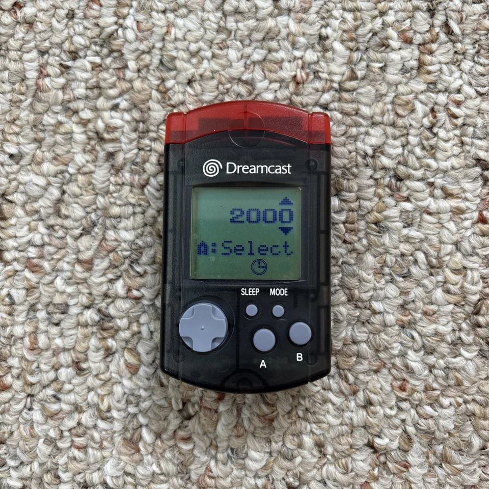 Unidad de memoria visual Sega Dreamcast VMU rojo transparente HKT-7000 con cubierta probada funcionando Foto 1 de 3