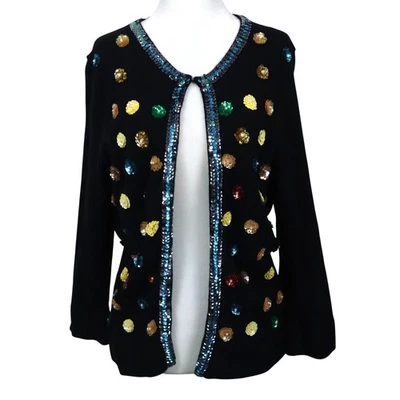 Cárdigan de Navidad INC International Concepts Lentejuelas Angora Pelo de Conejo Grande Foto 1 de 4