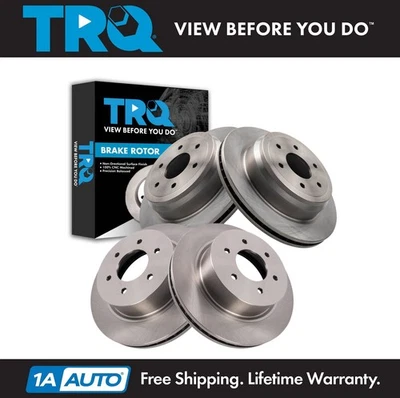 Комплект передних и задних тормозных дисков TRQ подходит для Nissan TITAN XD 2016-2023 годов выпуска - Изображение 1 из 4