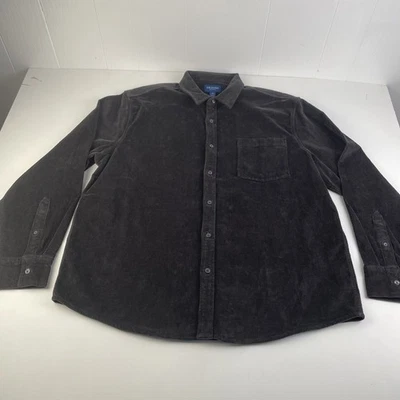 Camisa de pana Arizona Jean Co. para hombre XL gris manga larga bolsillo Foto 1 de 4