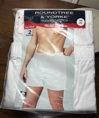 Paquete de 2 boxer de corte completo Roundtree & York para hombre 100 % algodón blanco grande y alto talla 56 Foto 1 de 2