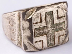 1941-1943 WW2 Anillo Alemán Segunda Guerra Mundial Wehrmacht Fuerza Balcán Cruz Alemania Ejército Joyería - Imagen 1 de 15