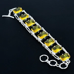 Citrine Cushion Gemstone 925 Sterling Silver Amazing Jewelry Bracelet 7" VJ 1239 - Picture 1 of 6
