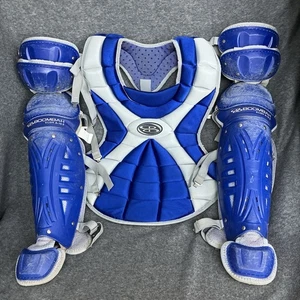 Boombah Adult Catchers Gear 16.5” Chest Protector Shin Leg Guards Blue Baseball - Picture 1 of 19