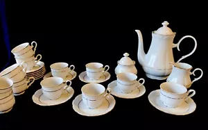Servizio da Caffè Porcellana Apulum - Da 12 - Bianco con Rigo Oro Anni '60 - Bild 1 von 15