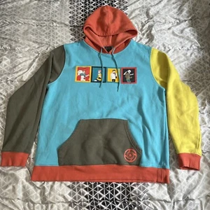 Jujutsu Kaisen Hoodie XL Colorblock Multi Color Rainbow Box Lunch Comic Strip - Picture 1 of 10