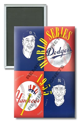 1955 World Series NY Yankees LA Dodgers MLB Program 2 x 3 Refrigerator Magnet - Image 1 of 3