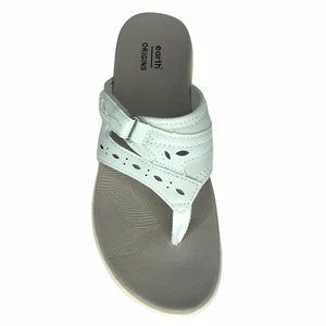 Earth Origins Womens Thong Sandals Size 7 White Arch Support Cushioned Insole - Picture 1 of 7