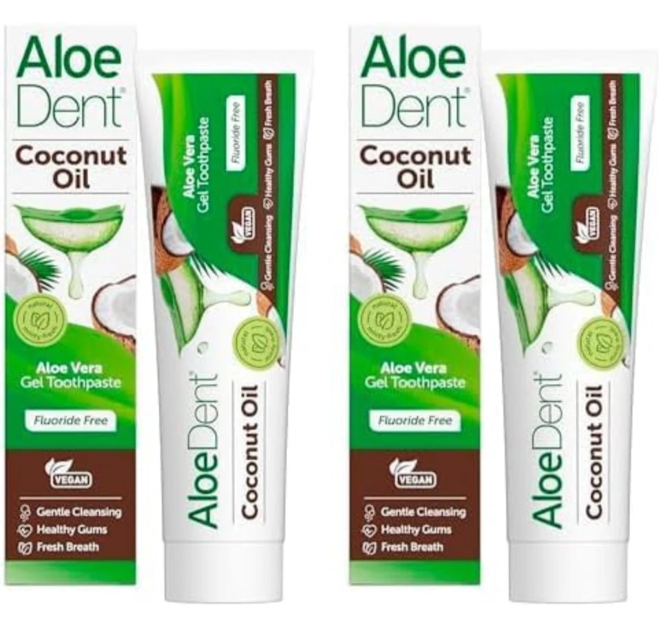 Aloe Dent Coconut Oil Toothpaste Fluoride Free Natural Action Vegan Cruelty ...