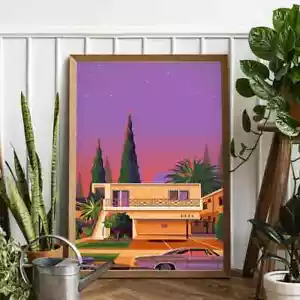 Hiroshi Nagai, Sunset, Retro Poster Premium Quality Choose your Size - Foto 1 di 4