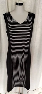 Liz Jordan Black and White Striped Dress Size 14. - Picture 1 of 7