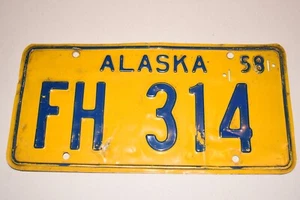 Etiqueta de matrícula de Alaska 1958 FH 314 - Imagen 1 de 4