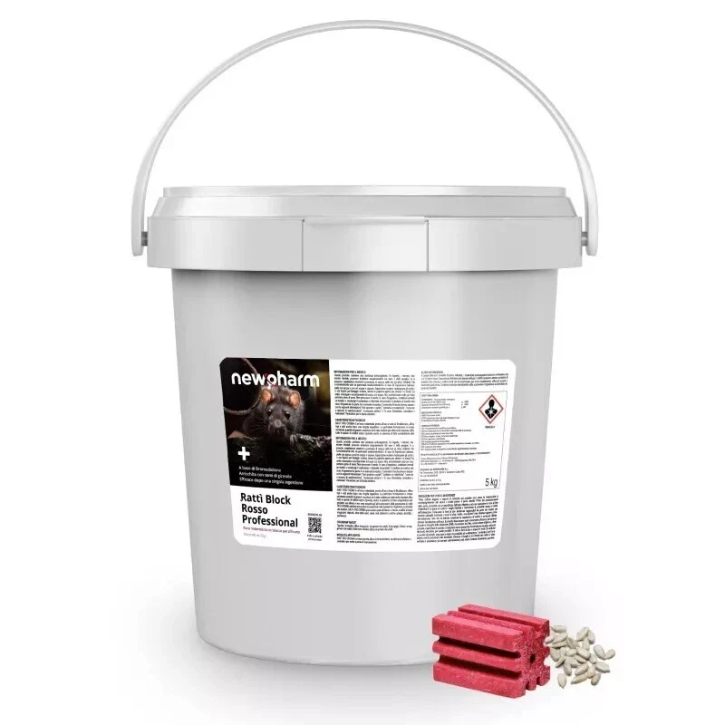 Esca per Topi Rattì Block Rosso Professional 5 Kg NEWPHARM