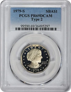 1979-S Type 2 Susan B Anthony Dollar SBA PR69DCAM PCGS Proof 69 DC Clear 'S' - Picture 1 of 2
