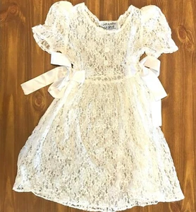 Just Kidding By La Belle Dress Girls Toddlers M White Floral Bows Roses Vintage - Picture 1 of 9