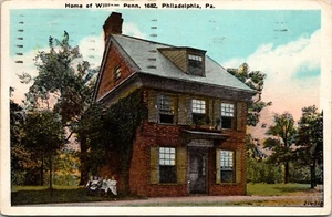 Cartolina House of William Penn 1682 Philadelphia Pennsylvania retro diviso E6 - Foto 1 di 2