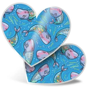 2 x Herz Aufkleber 10 cm - Cute ny Wale Ozean Meer #2281 - Bild 1 von 9