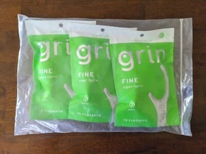 (3 pack) Earth Lovin' Grin Oral Care Fine Flosspyx Minty 75 ct each Floss Picks - Picture 1 of 1