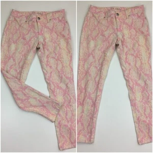 DL196 Python Emma BOA Pink Yellow White Animal Print Legging Jeans Womens sz 30 - Picture 1 of 12