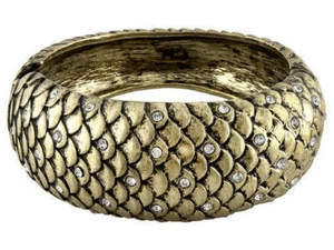 Pulsera de diseño animal piel de serpiente de cristal blanco antiguo tono dorado de 7 pulgadas - Imagen 1 de 2