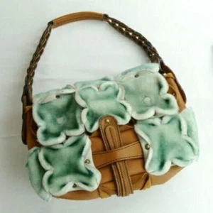 JAMIN PUECH Shearling Leather Shoulder Bag Handbag Purse Mint Green USED Fr JPN - Picture 1 of 8