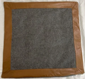 Williams Sonoma Home 100% Cashmere Pillow Sham Suede Border Grey Brown 20" - Picture 1 of 6