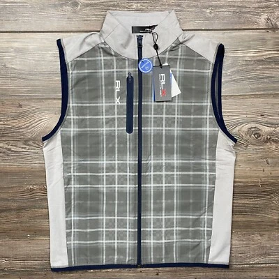 Ralph Lauren RLX Men's Golf Paneled Stretch Vest Grey Plaid Size Medium NWT $168 - Image 1 of 4