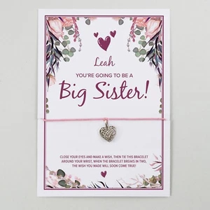 Wish Bracelet Brand New Sister Card | New Big Sister | Personalised - Optional - Picture 1 of 12