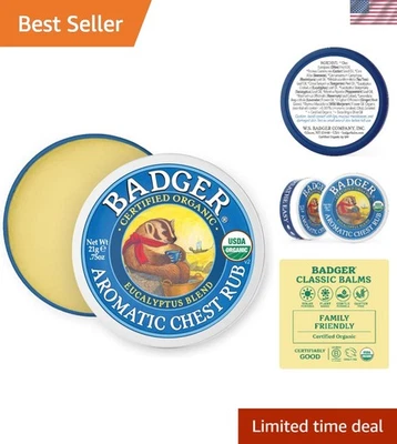 Frotamiento de pecho aromático orgánico para alivio natural de la congestión - eucalipto y lavanda Foto 1 de 4