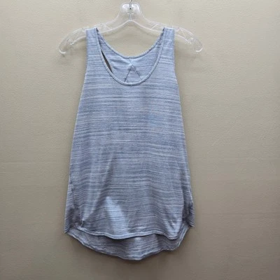 Camiseta sin mangas Lululemon Essential a rayas plisada azul jaspeado blanco talla grande Foto 1 de 4