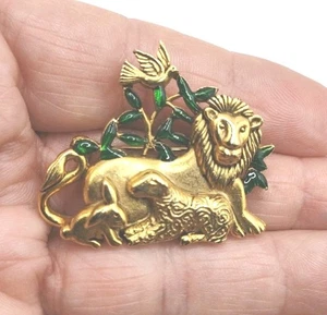 Broche prendedor vintage Danecraft GT león, conejo, pájaro esmalte, 1,5", D12 - Imagen 1 de 4