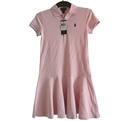Nuevo con etiquetas Vestido Polo Ralph Lauren Rosa Pastel Algodón Cintura Caída Con Falda Plisada Foto 1 de 4