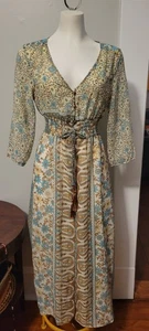 SMALL * Lightweight Sheer Longsleeve Dress * Kimono * Floral BOHO - Picture 1 of 9